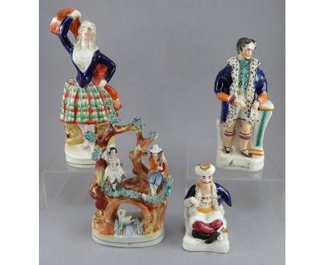 A group of late nineteenth century Staffordshire figure groups, c. 1850-70. To include: a Giselle figure played by Carlotta G