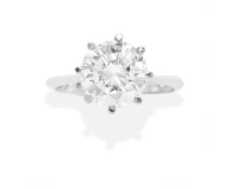 DIAMOND SINGLE-STONE RINGThe brilliant-cut diamond weighing 2.44 carats, ring size very approx. F1⁄2 (sizing beads)For furthe