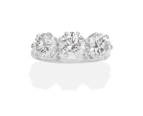 DIAMOND THREE-STONE RINGBrilliant-cut diamonds, diamonds approx. 3.55cts total, ring size approx. Q½For further information o