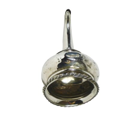A mid 18thC silver wine funnel, with a gadrooned border, London Assay marks indistinct, 4 1/2oz.