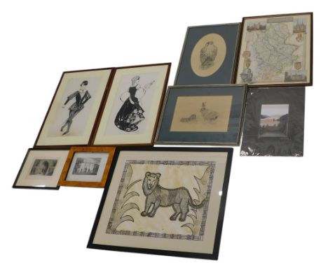A quantity of pictures and prints, to include The Exchequer Gate Lincoln, Entrance to Lincoln Cathedral, etc.