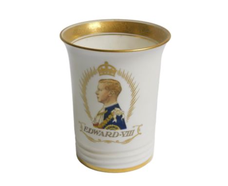 A Mintons beaker, limited edition made to commemorate the Coronation of Edward VIII, No. 355/2000, 10cm high.