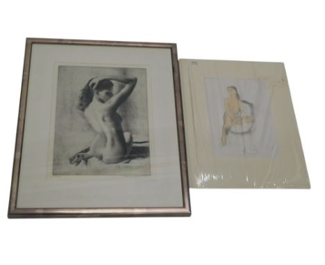 Mark Clark (b.1959). Nude study, artist signed etching, 70/120, dated 20(04), 41cm x 29.5cm, and another.