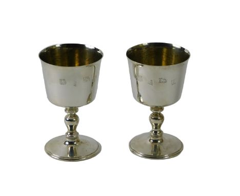 A pair of Elizabeth II small silver goblets, engraved to the underside of the foot 'To Patrick Cormack to mark his election t