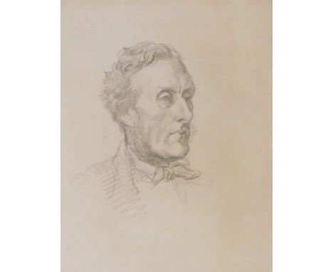 George Frederick Watts (1817-1904). Lord Shaftsbury, pencil sketch, 24cm x 19cm.