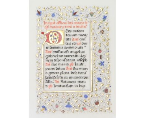 Toni Watts, Page from Lincoln Cathedral Manuscript (MS 307), 22ct gold and pigments on velum??, 12cm x 10cm. 