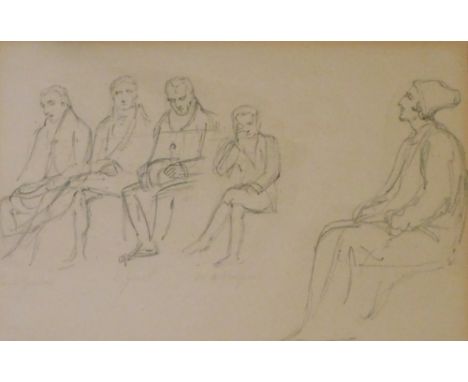 Thomas Uwins (1782-1857). Lord Gamber, Charles Grant, William Wilberforce and a Persian nobleman, circa 1820, pencil sketch, 