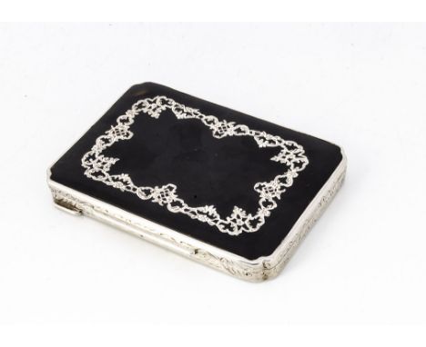 A late 19th Century or early 20th Century Swedish silver and tortoiseshell calling card case, 8.8cm, having pique work to cov