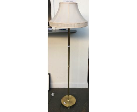 A brass standard lamp with claw feet