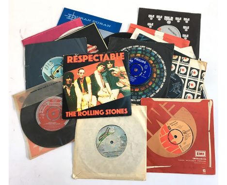 A small collection of 7" singles to include Sandy Shaw, Super Tramp, China Crisis, Queen (Bohemian Rhapsody), Rolling Stones,