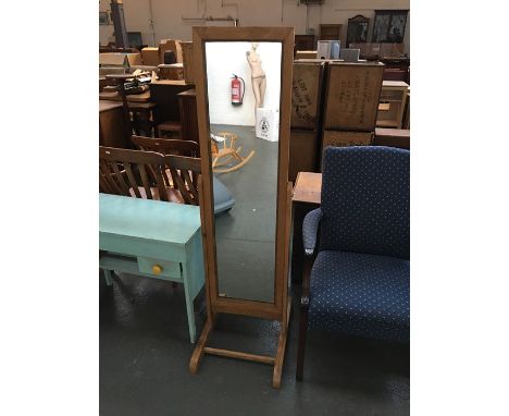 An oak adjustable dressing mirror, 147cmH