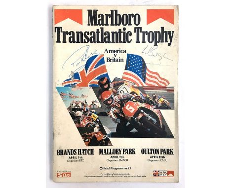 Motorcycle interest: Marlboro Transatlantic Trophy, America v Britain Official Program, 1982, signed by the competitors, incl
