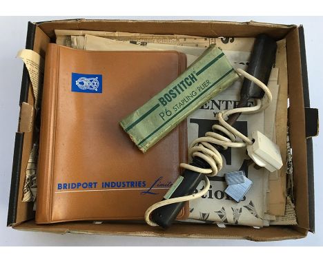 Local interest: Gundry memorabilia including a vintage electric nylon rope cutter, and a box of vintage Bridport interest new