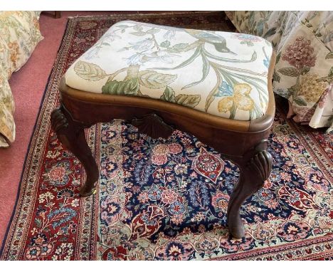 George I style mahogany stool, with slip in seat on shell carved cabriole legs