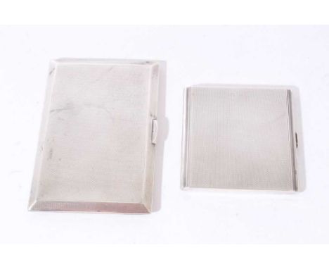 1930s silver cigarette case of rectangular form, with engine turned decoration (Birmingham 1932) Rothman's Ltd, together with