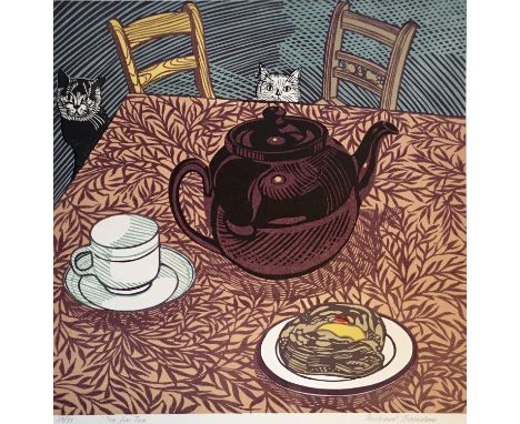 *Richard Bawden RWS NEAC RE (b.1936) print - 'Tea for Two', signed and numbered 38/75, 45cm x 45cm, unframed