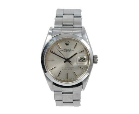 1970s gentlemen's Rolex Oyster Perpetual Date Superlative Chronometer stainless steel wristwatch, model 1500, serial number 1