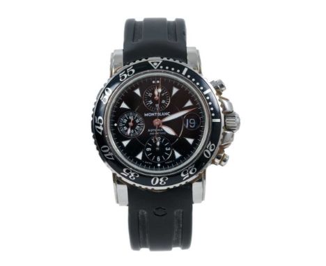 Gentlemen's Montblanc Meisterstruck Automatic Sport Chronograph wristwatch, the black dial with date and three subsidiary dia