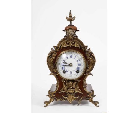 Late 19th century German mantel clock in French-style case with rococo ormolu mounts, signed Lenzkirk movent striking on gong