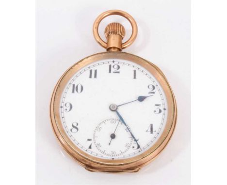 Gentleman's 9ct gold pocket watch with Swiss button-wind movement in 9ct rose gold case, Birmingham 1923.Not currently runnin