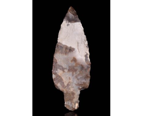 Circa 8000-6000 BC. A spear formed of flint formed by early modern man (Homo sapiens) between 10,000 and 6500 years ago. The 