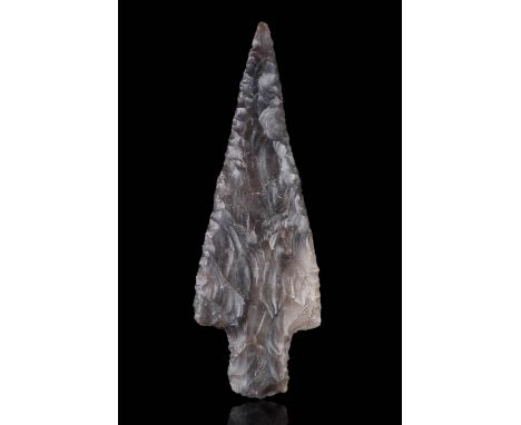 Circa 8000-6000 BC. A spear formed of flint formed by early modern man (Homo sapiens) between 10,000 and 6500 years ago. The 