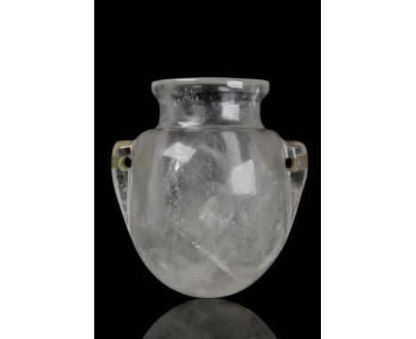 Circa 800-600 BC. The ancient vessel of rock crystal is cut and hollowed out from a big piece of solid rock crystal. The vess