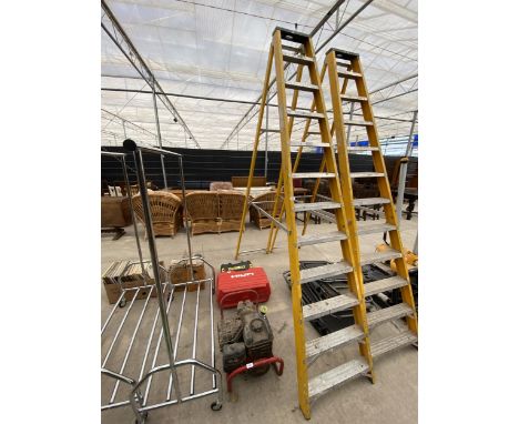 AN ELEVEN RUNG METAL STEP LADDER 