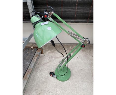 A GREEN RETRO ANGLE POISE LAMP 