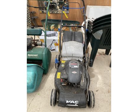 A MACALLISTER PETROL ENGINE LAWN MOWER COMPLETE WITH GRASS BOX 