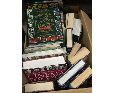 A BOX OF VARIOUS MAINLY HARDBACK BOOKS TO INCLUDE CINEMA YEAR BY YEAR 1894 - 2004, WILDLIFE OF BRITAIN, ILLUSTRATED GUIDE TO 