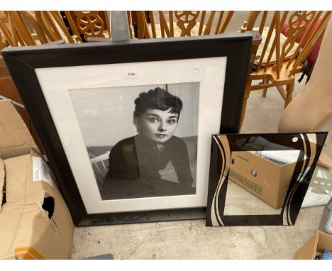 A FRAMED PRINT AND A FRAMED MIRROR 