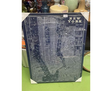 A CANVAS PRINT OF NEW YORK AND VICINITY - 60 X 80 CM 