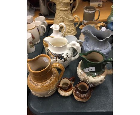 A QUANTITY OF JUGS TO INCLUDE W. RIDGWAY&amp; CO, VILLEROY &amp; BOCH IN CREAMS AND BROWNS 