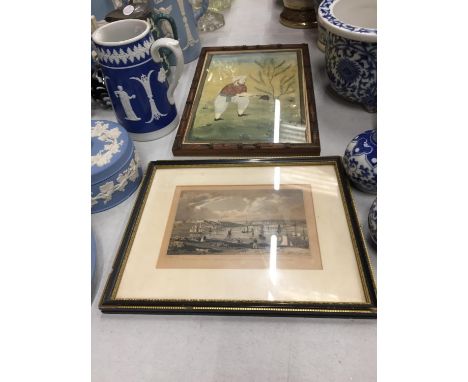 A PRINT OF AN INDIAN MAN AND A HARBOUR IN PLYMOUTH 