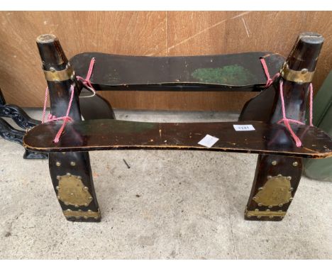 A VINTAGE EGYPTIAN CAMEL SADDLE STOOL LACKING THE PADDING 