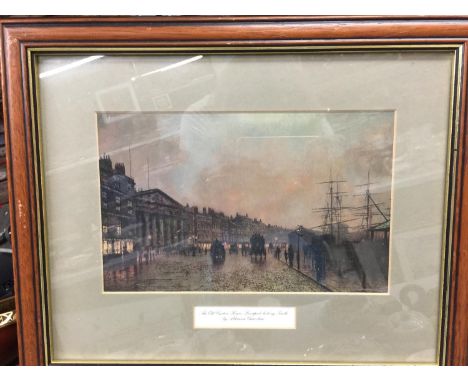 A FRAMED PRINT - 'THE OLD CUSTOM HOUSE, LOOKING SOUTH' BY ATKINSON GRIMSHAW 