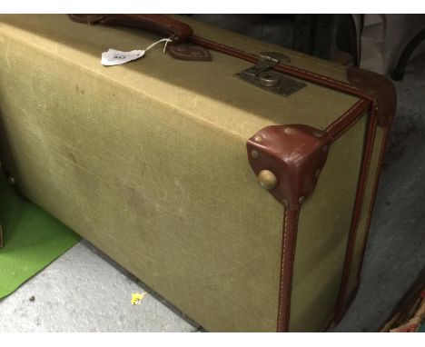 A VINTAGE MILITARY SUITCASE WITH THE CROWS FOOT SIGN INSIDE WIDTH 70CM 
