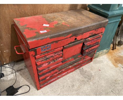 A RED METAL MULTI DRAWER TOOL CHEST 