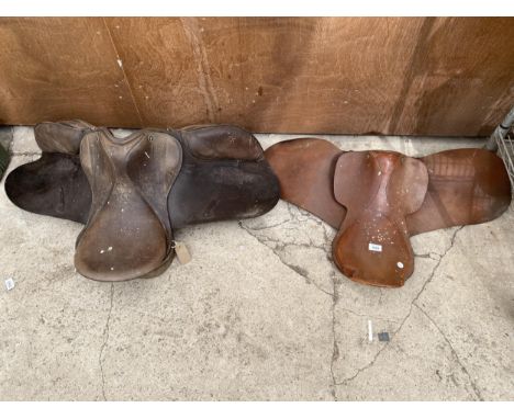 TWO VINTAGE LEATHER HORSE SADDLES 