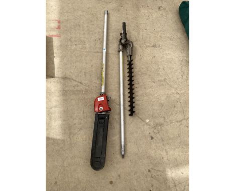 TWO MULTITOOL ATTATCHMENTS TO INCLUDE A HEDGE TRIMMER AND CHAINSAW 