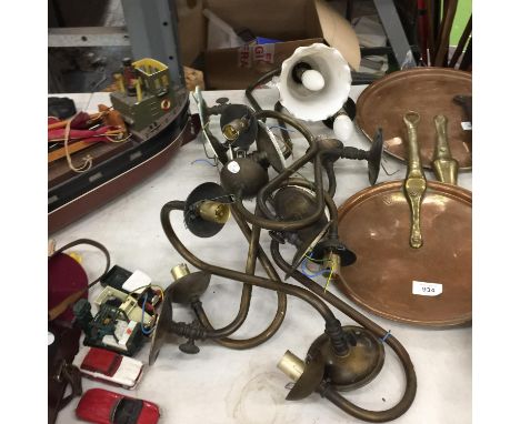 NINE VINTAGE BRASS WALL LIGHTS 