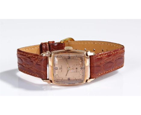 Helbros gold plated gentleman's wristwatch, the signed gilt dial with subsidiary seconds, Arabic hours, manual wound, case 23