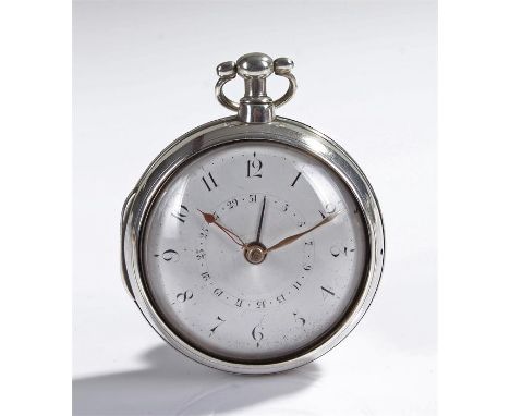 George III silver pair cased pocket watch, J O Springfield, Norwich, case assayed for London 1811, the white enamel dial with