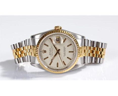 Rolex Oyster Perpetual Date Just Superlative Chronometer gentleman's bi-metal wristwatch, circa 1990 the signed cream dial wi