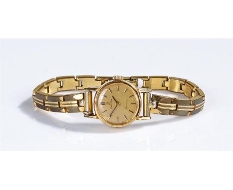 Omega Geneve gold plated ladies wristwatch, the signed silvered dial with baton hour markers, manual wound, case 16mm diamete