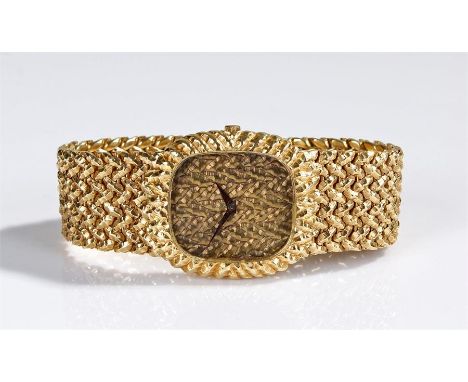 Bueche Girod 18 carat gold gentleman's wristwatch, the unsigned dial with gold flake effect, manual wound, with an 18 carat g