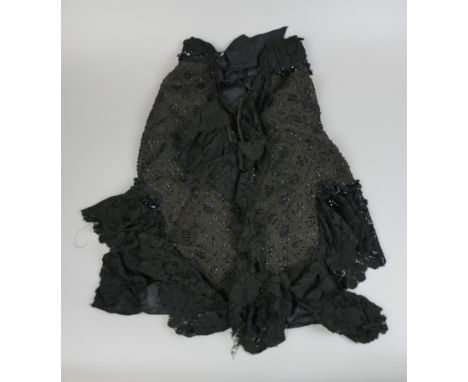Antique beaded lace mourning shawl 
