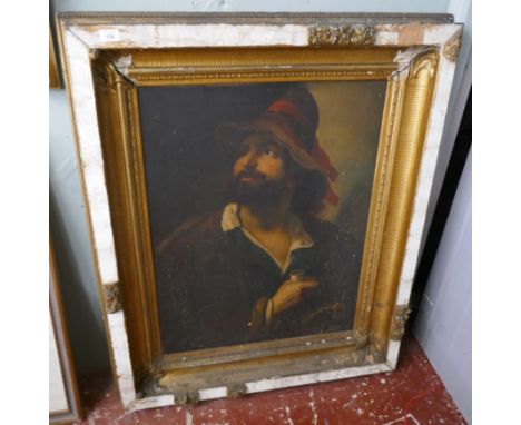 Oil Portrait 'The Woodman' atributed to Luigi di Giovanni - Approx image size: 78cm x 62cm 