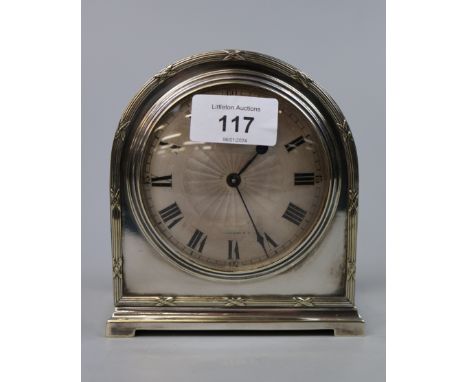 English silver plated mantel clock